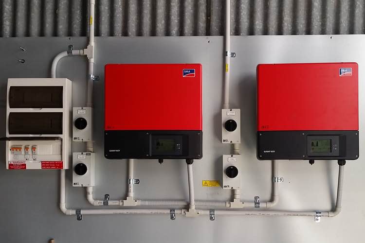SMA inverters with solar distribution subboard-installed next to it