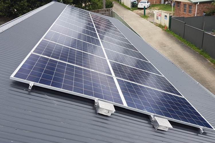 corrugated iron roof solar panel installation in Sydney